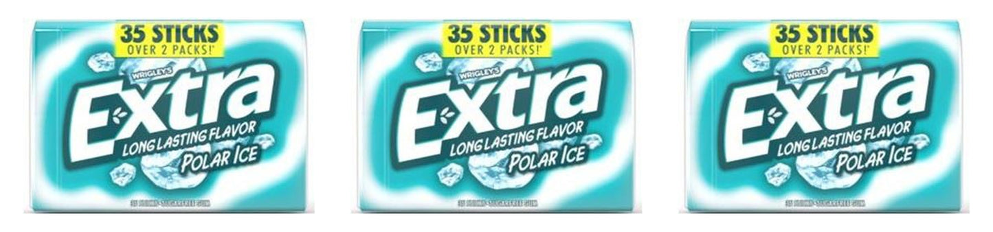 Extra Polar Ice Sugar-Free Gum 35-Stick Packs — 3-Pack