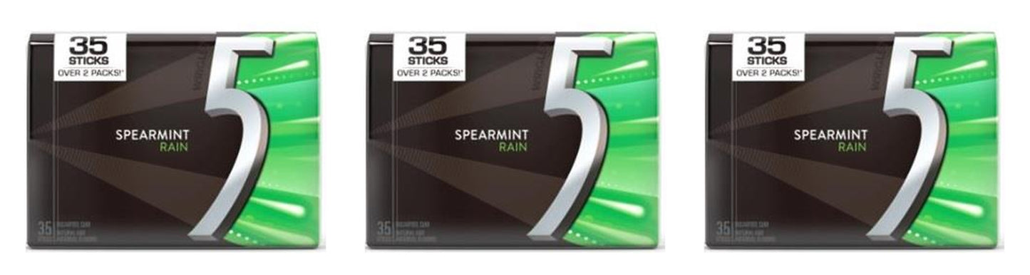 5 Gum Spearmint Rain Sugar-Free 35-Stick Packs — 3-Pack