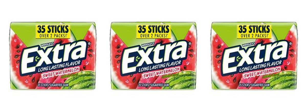 Extra Sweet Watermelon Sugar-Free Gum 35-Stick Packs — 3-Pack