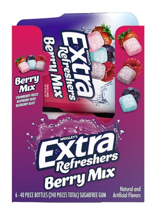 Extra Refreshers Berry Mix Sugar-Free Gum 40-Piece Bottle — pack