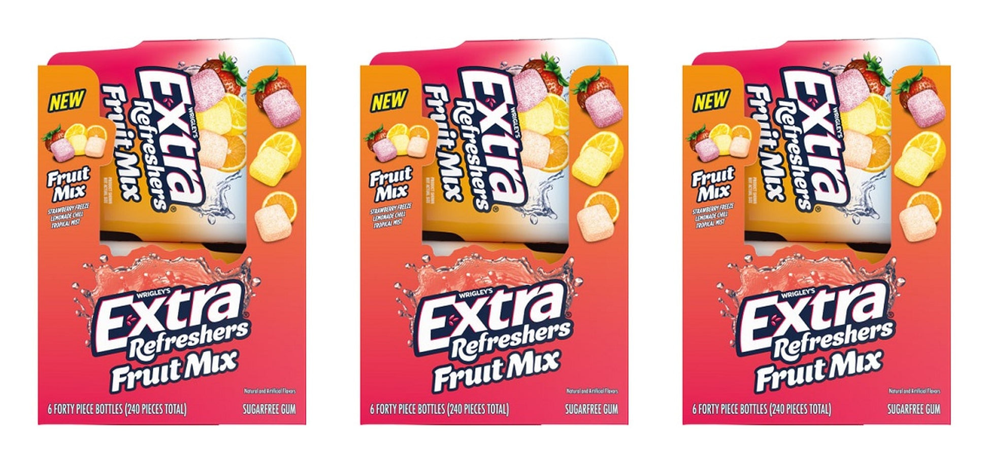 Extra Refreshers Fruit Mix Sugar-Free Gum 40-Piece Bottle — 3-Pack