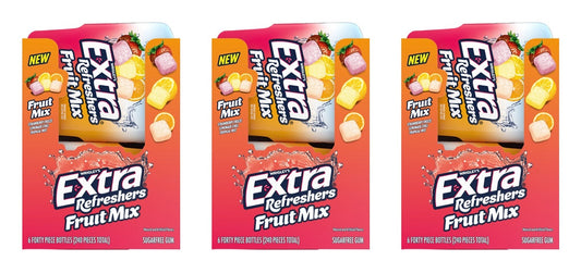 Extra Refreshers Fruit Mix Sugar-Free Gum 40-Piece Bottle — 3-Pack