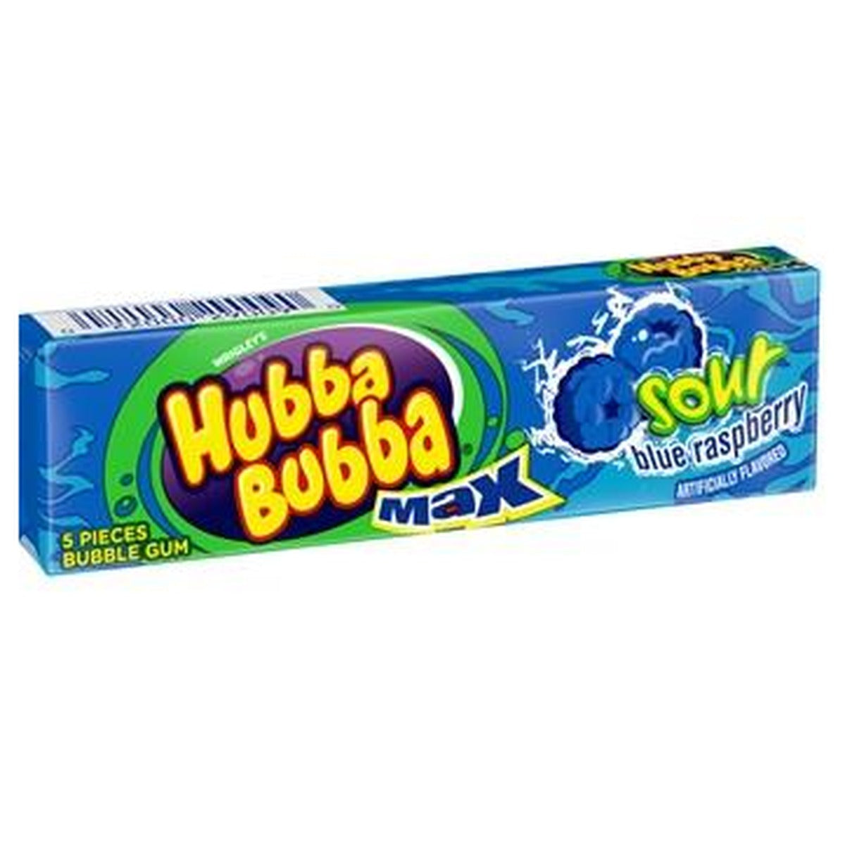 Hubba Bubba Sour Blue Raspberry Gum 18ct (5 Piece) — full package