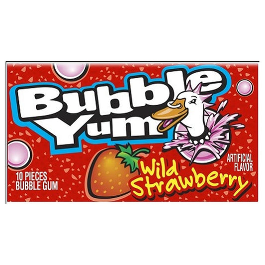 Bubble Yum Wild Strawberry 10pc Gum 12ct Packs — Box of 12