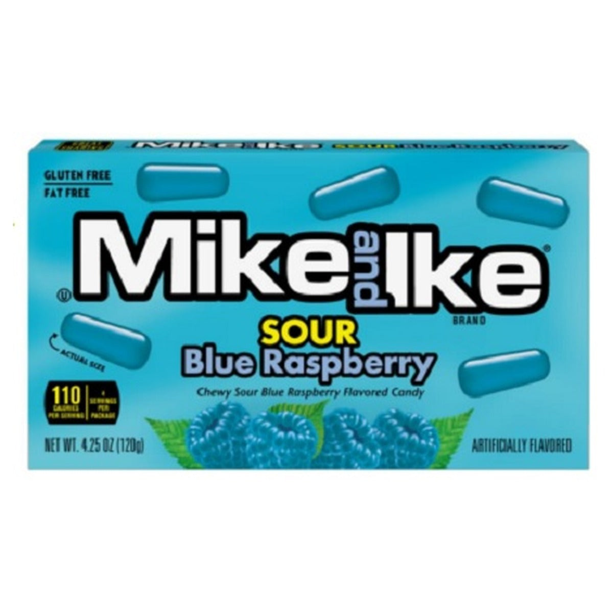 Mike and Ike Sour Blue Raspberry 4.25oz Theater Box pack — full package