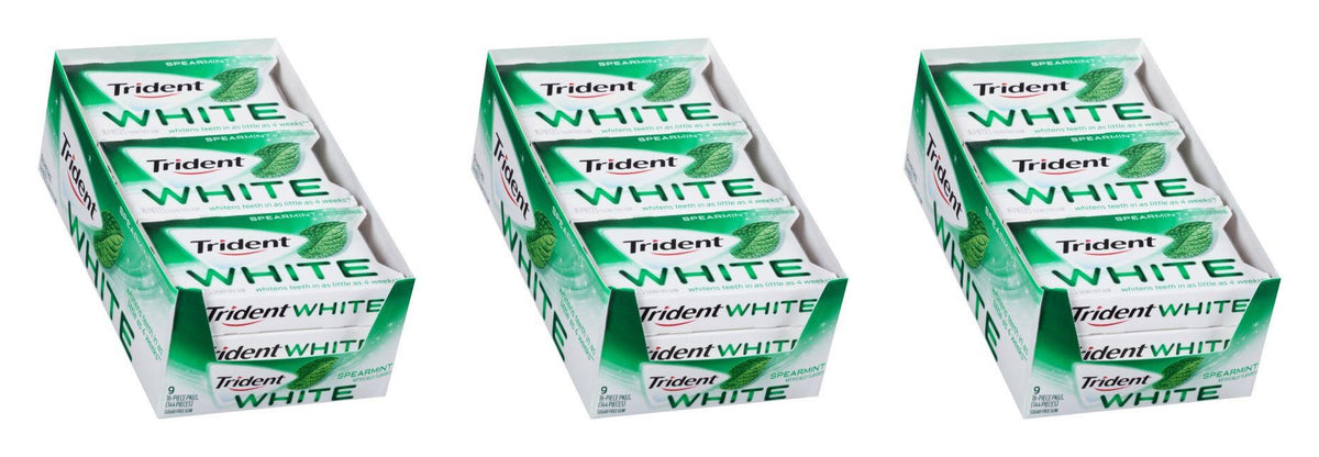 Trident White Spearmint Sugar-Free Gum 16pc Packs — 3-Pack