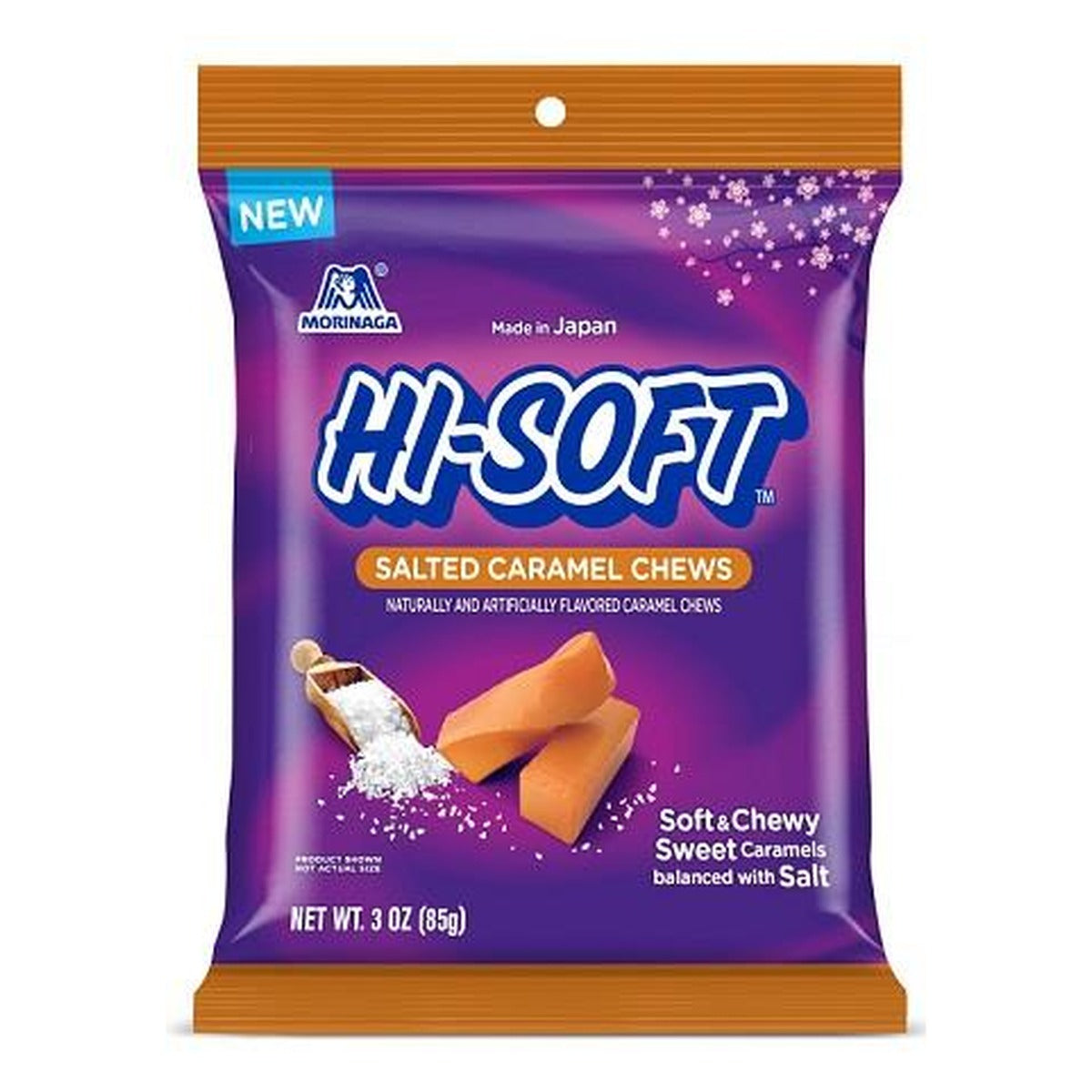 Hi-Soft Salted Caramel Chews 3oz Peg Bag pack — full package