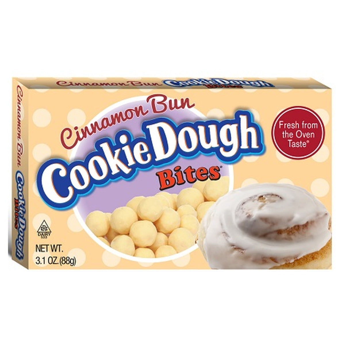 Cookie Dough Bites Cinnamon Bun 3.1oz pack — full package