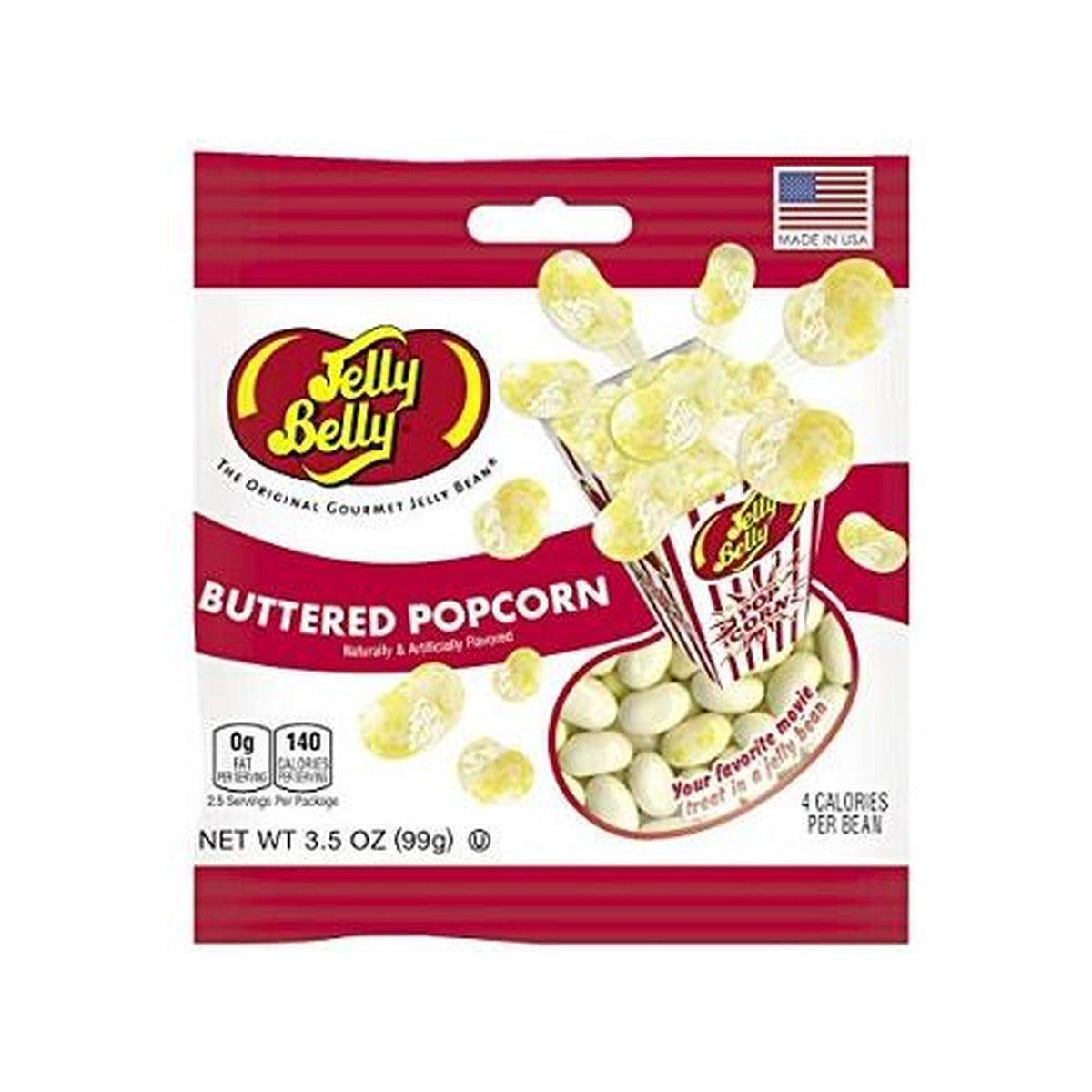 Jelly Belly Buttered Popcorn 3.5oz Peg Bag pack — full package