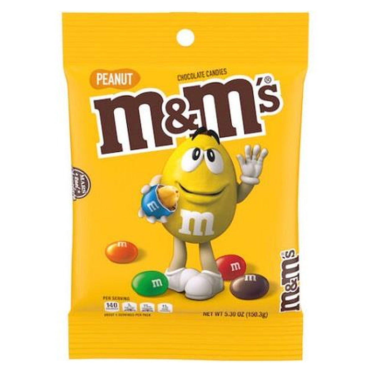 M&M's Peanut 5.3oz Peg Bag pack — full package