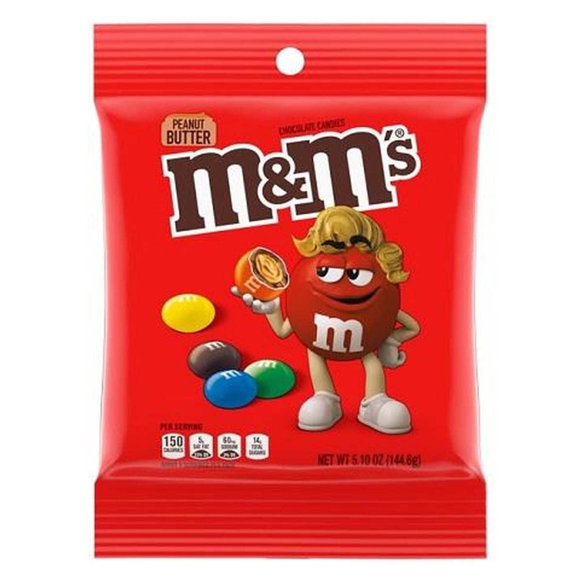 M&M's Peanut Butter 5.1oz Peg Bag pack — full package