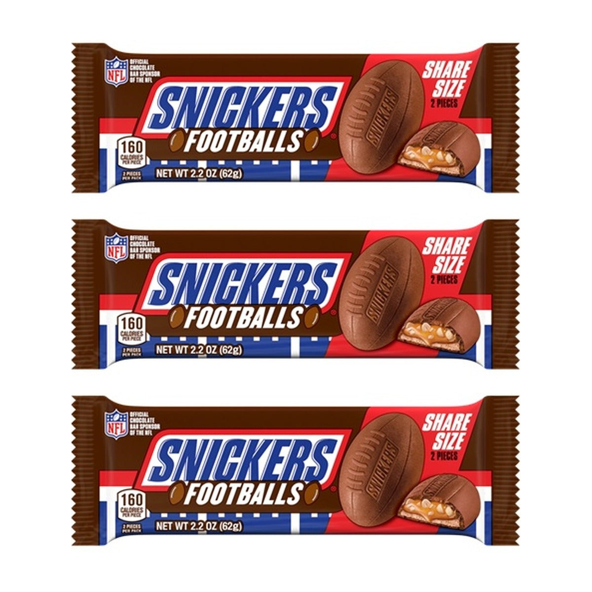 Snickers Limited Edition Footballs 2.2oz — 3-Pack