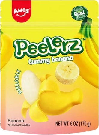 Peelerz Gummy Banana 6oz Peg Bags — Case of 12 — Capital pack shot