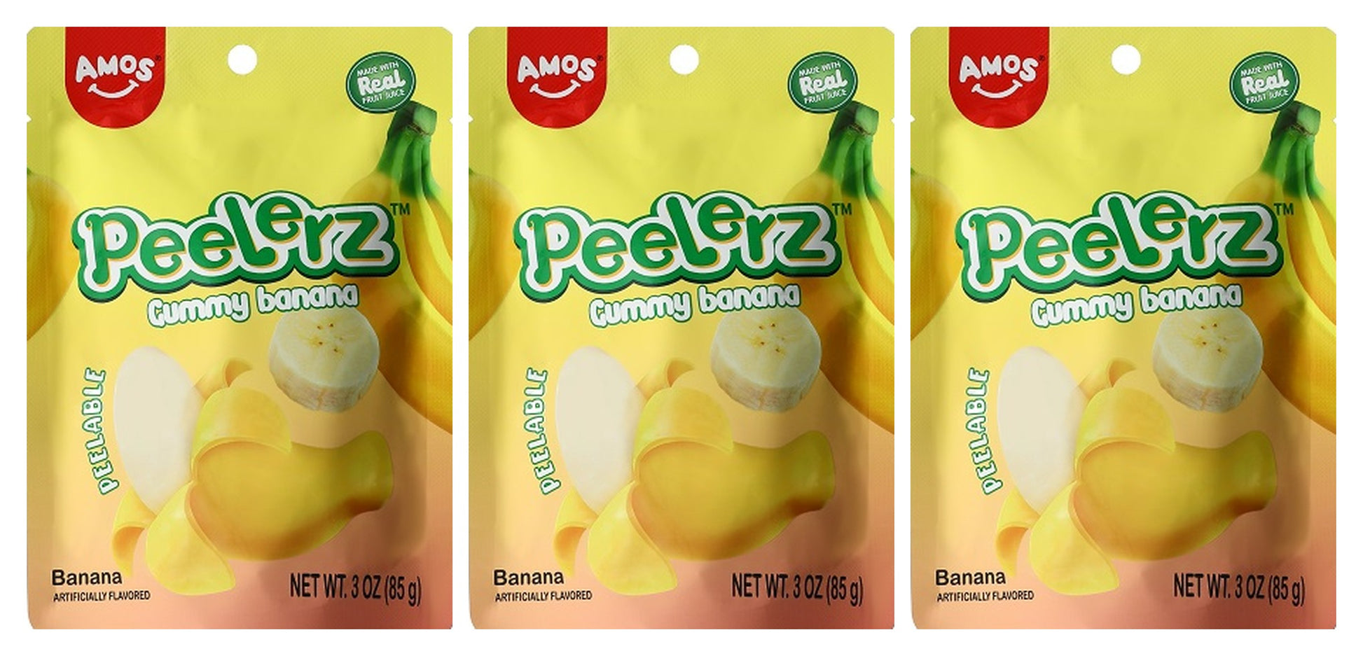 Peelerz Gummy Banana 3oz Peg Bags — 3-Pack