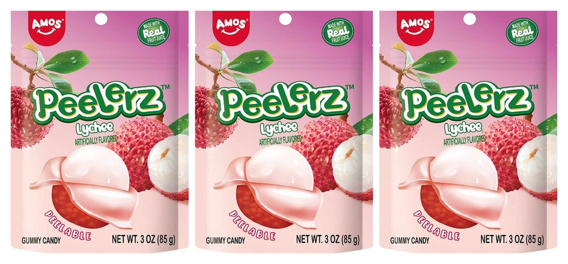 Peelerz Gummy Lychee 3oz Peg Bags — 3-Pack