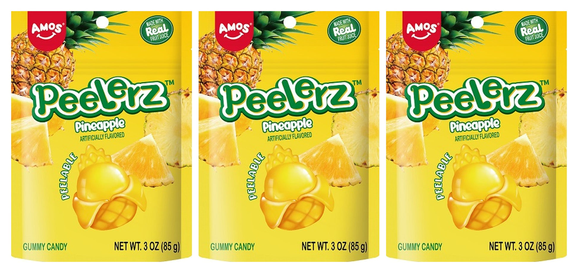 Peelerz Gummy Pineapple 3oz Peg Bags — 3-Pack