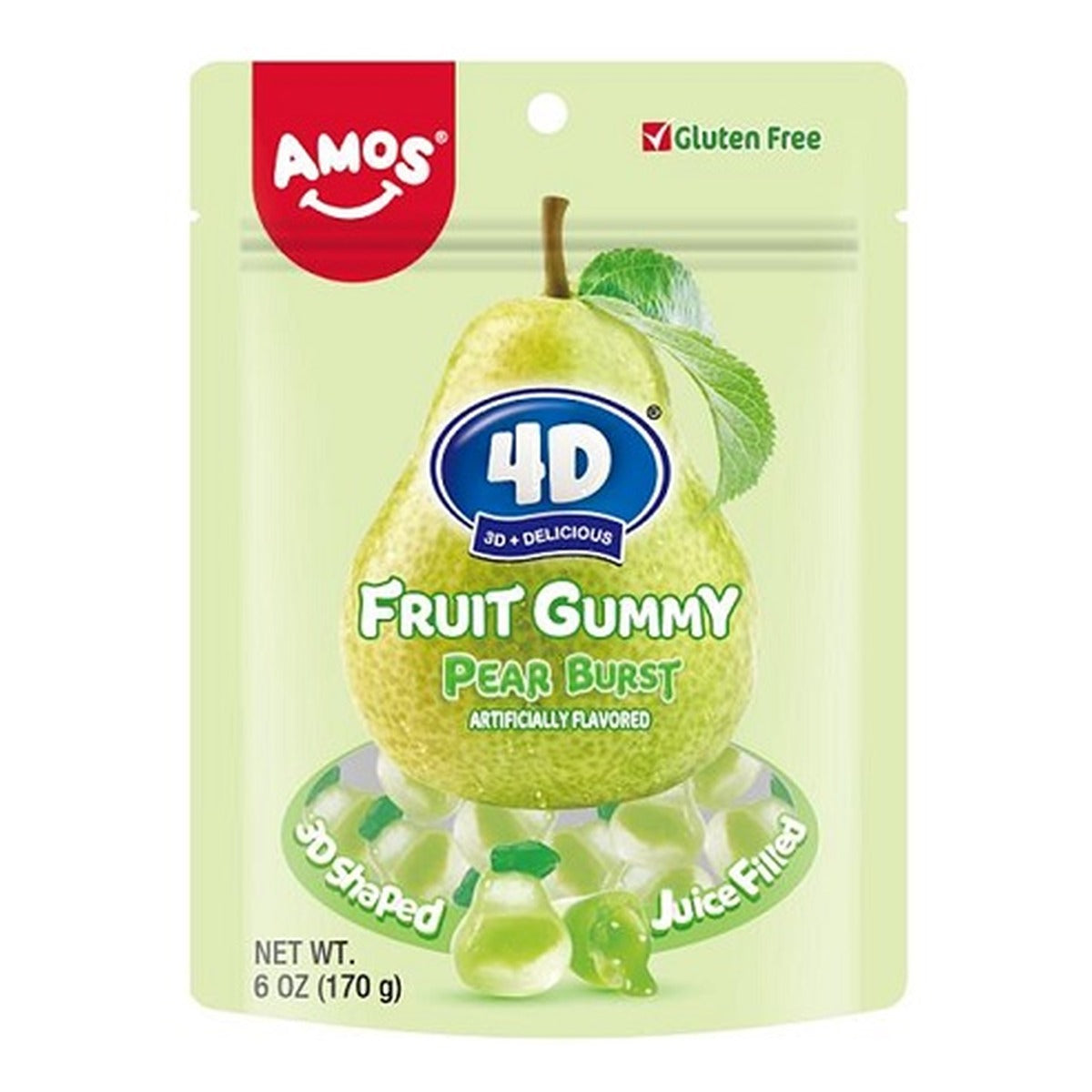 4D Pear Burst Gummy 6oz Peg Bag pack — full package