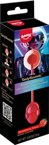 TastySounds Audio Lollipop Amos Strawberry Sugar-Free — Box 2x12ct — Capital pack shot