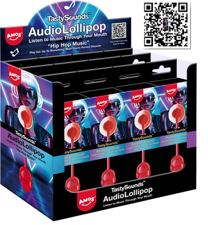 TastySounds Audio Lollipop Amos Strawberry Sugar-Free — Box 2x12ct — Capital pack shot