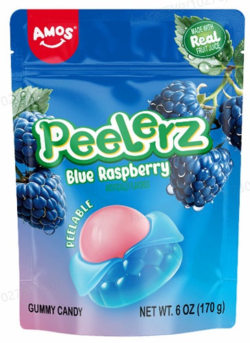 Peelerz Gummy Blue Raspberry 6oz Peg Bags — Case of 12 — Capital pack shot