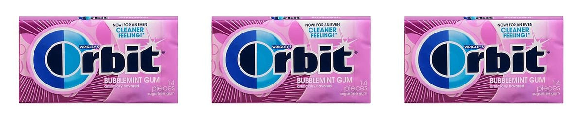 Orbit Bubblemint Sugar-Free Gum 14pc Packs — 3-Pack