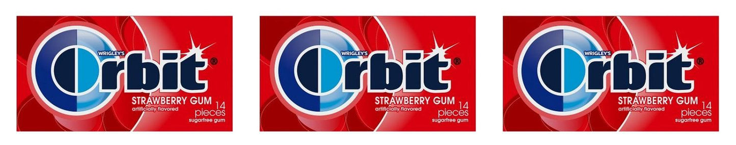 Orbit Strawberry Remix Sugar-Free Gum 14pc Packs — 3-Pack