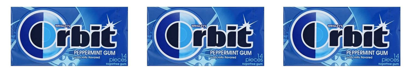 Orbit Peppermint Sugar-Free Gum 14pc Packs — 3-Pack