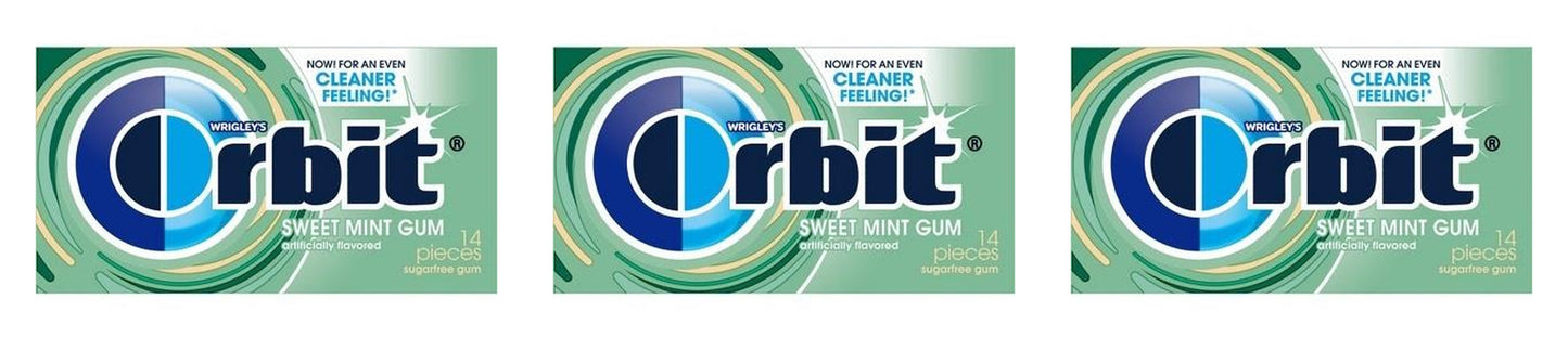 Orbit Sweet Mint Sugar-Free Gum 14pc Packs — 3-Pack