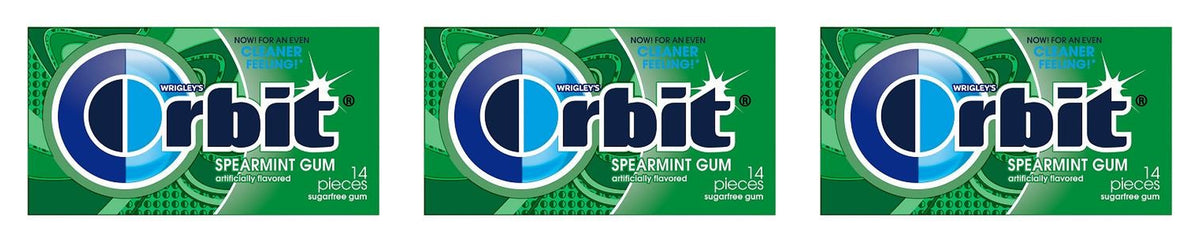 Orbit Spearmint Sugar-Free Gum 14pc Packs — 3-Pack