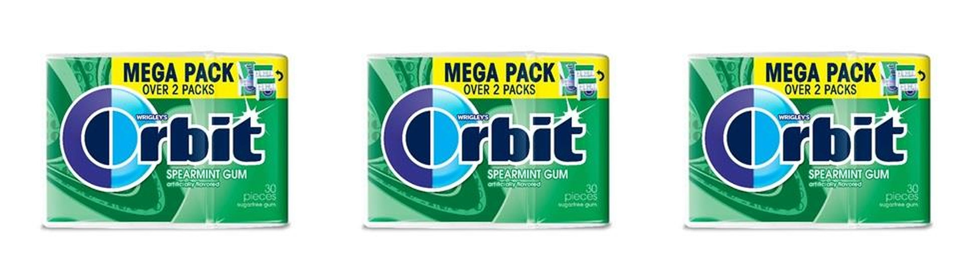 Orbit Spearmint Sugar-Free Gum Mega Packs (30 Pieces) — 3-Pack