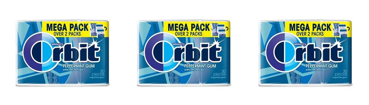 Orbit Peppermint Sugar-Free Gum Mega Packs (30 Pieces) — 3-Pack