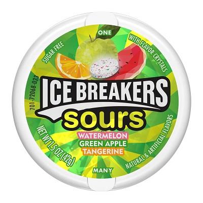 Ice Breakers Sours Sour Fruit Sugar-Free Mints 1.5oz Tins — pack