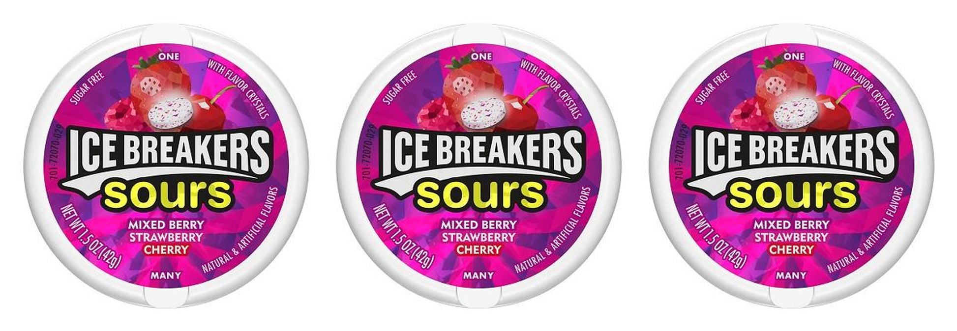 Ice Breakers Sours Berry Sugar-Free Mints 1.5oz Tins — 3-Pack