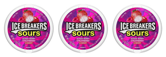 Ice Breakers Sours Berry Sugar-Free Mints 1.5oz Tins — 3-Pack