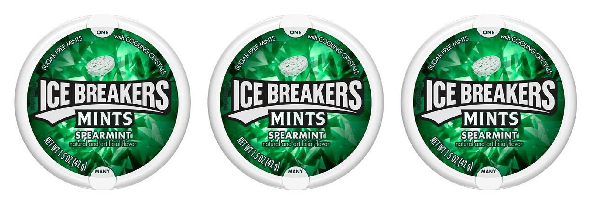 Ice Breakers Spearmint Sugar-Free Mints 1.5oz Tins — 3-Pack