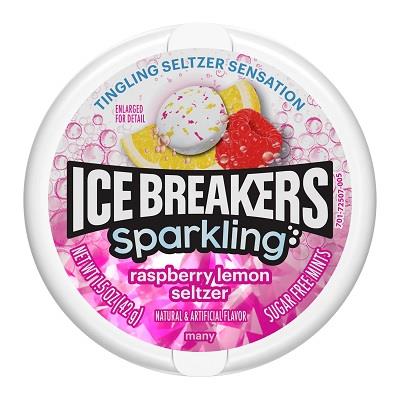 Ice Breakers Sparkling Raspberry Lemon Seltzer Sugar-Free Mints 1.5oz Tins — pack