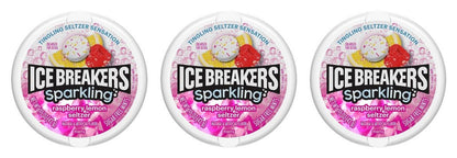 Ice Breakers Sparkling Raspberry Lemon Seltzer Sugar-Free Mints 1.5oz Tins — 3-Pack