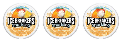 Ice Breakers Sparkling Pineapple Mango Seltzer Sugar-Free Mints 1.5oz Tins — 3-Pack