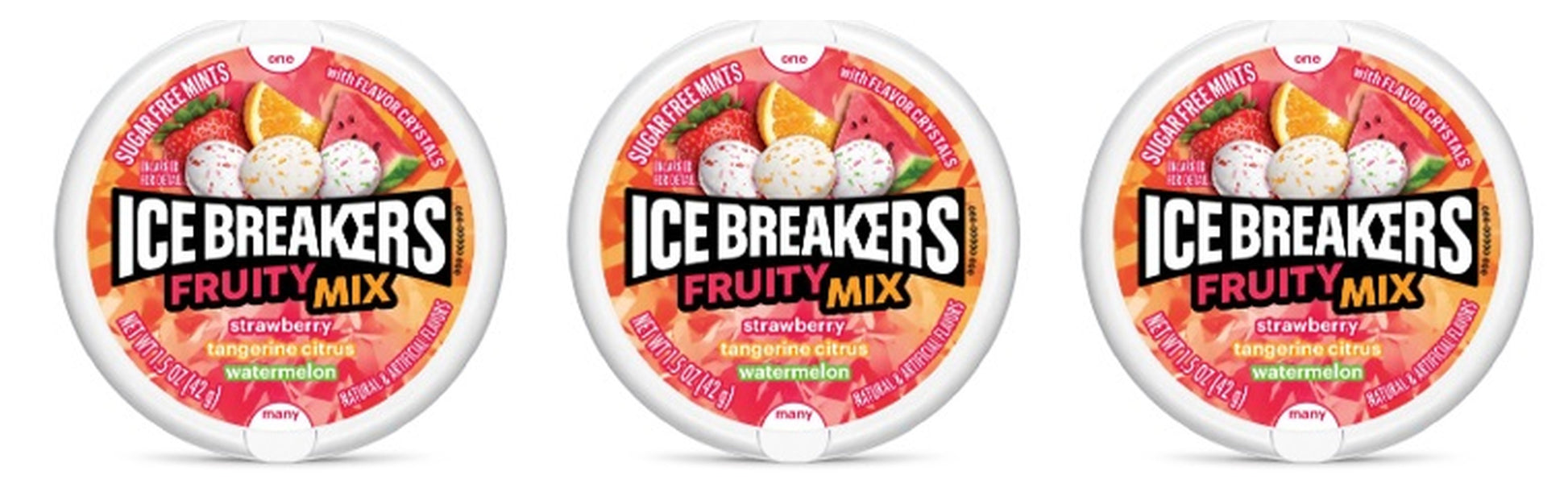 Ice Breakers Fruity Mix Sugar-Free Mints 1.5oz Tins — 3-Pack