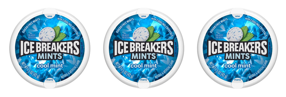 Ice Breakers Cool Mint Sugar-Free Mints 1.5oz Tins — 3-Pack