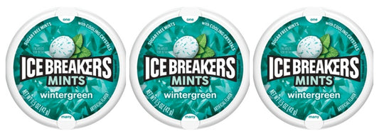 Ice Breakers Wintergreen Sugar-Free Mints 1.5oz Tins — 3-Pack