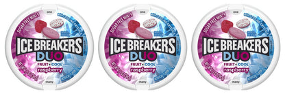Ice Breakers Duo Raspberry Sugar-Free Mints 1.3oz Tins — 3-Pack