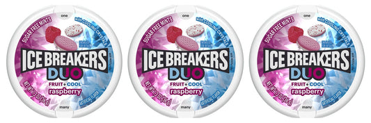 Ice Breakers Duo Raspberry Sugar-Free Mints 1.3oz Tins — 3-Pack