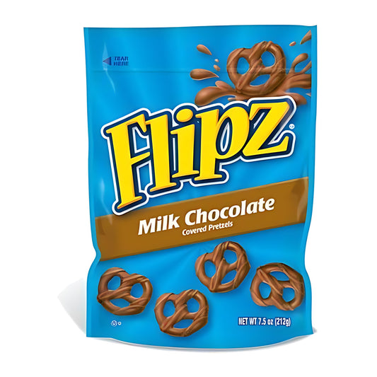Flipz Milk Chocolate Covered Pretzels 7.5oz pack — full package