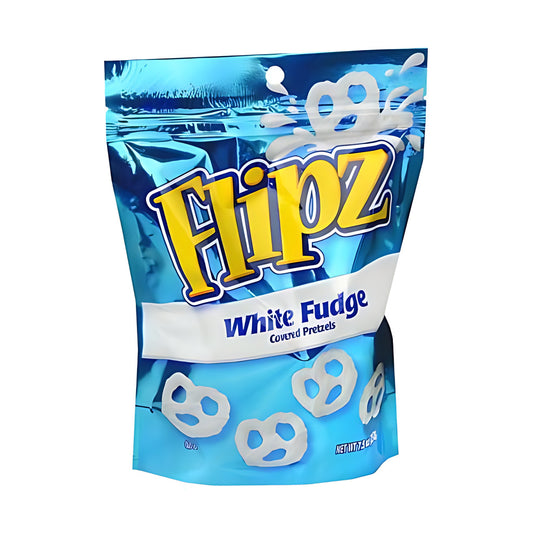 Flipz White Fudge Covered Pretzels 7.5oz pack — full package
