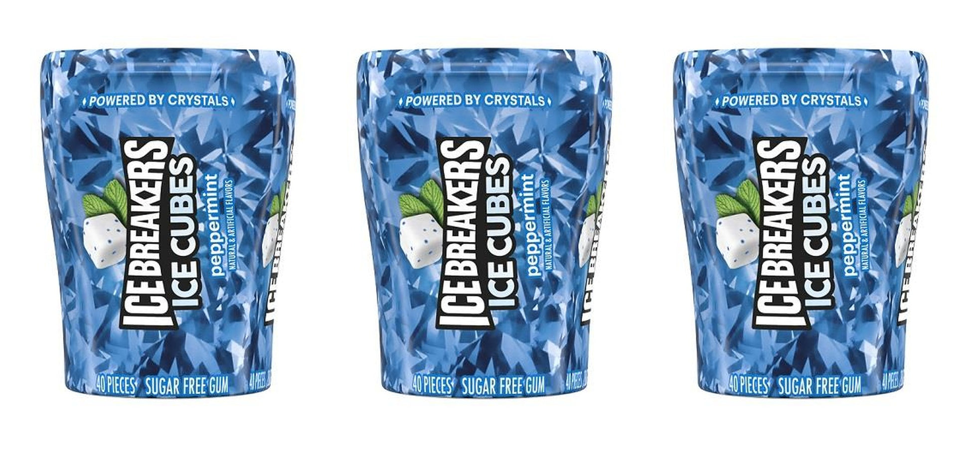 Ice Breakers Ice Cubes Peppermint Sugar-Free Gum 3.24oz Bottles (4-Count Box) — 3-Pack