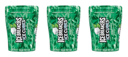 Ice Breakers Ice Cubes Spearmint Sugar-Free Gum 3.24oz Bottles (4-Count Box) — 3-Pack
