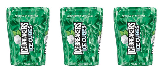 Ice Breakers Ice Cubes Spearmint Sugar-Free Gum 3.24oz Bottles (4-Count Box) — 3-Pack
