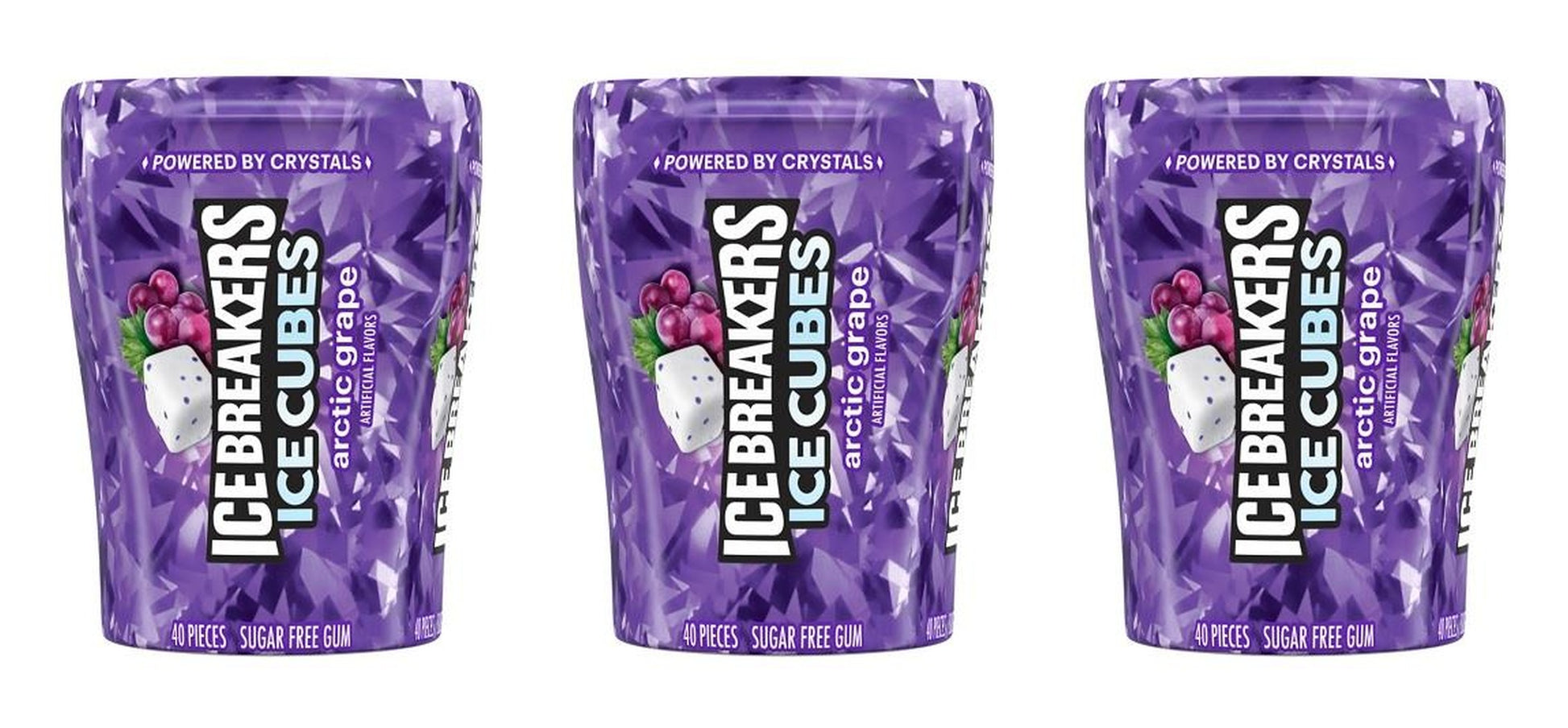 Ice Breakers Ice Cubes Arctic Grape Sugar-Free Gum 3.24oz Bottles — 3-Pack
