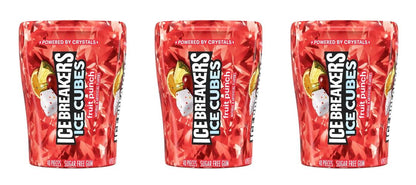 Ice Breakers Ice Cubes Fruit Punch Sugar-Free Gum 3.24oz Bottles — 3-Pack